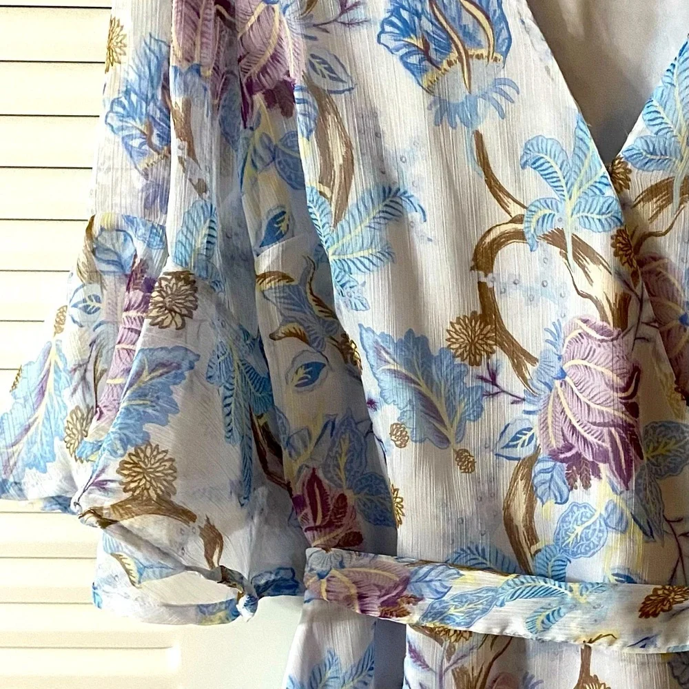 Vince Camuto Wrap Top, Floral, Sz M, Lined, Semi sheer, NWT, Patel, 9139024 - Picture 7 of 16